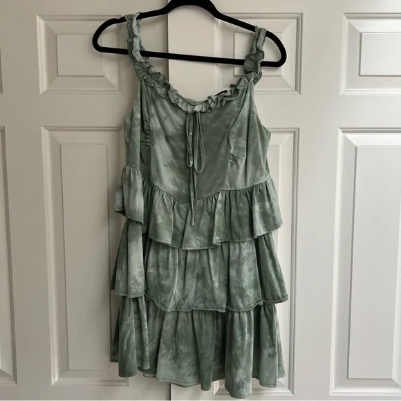 cider green corset dress Snow Wash Corduroy Pinafore Dress- Hunter Green main image 0